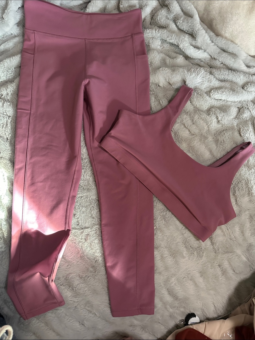 High-Waist Leggings & Scoop Sports Bra Set in Rose Mauve